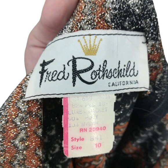 Vintage Fred Rothschild Metallic Maxi Sheath Dress Wrap Jacket Size 10 70s Party - Picture 4 of 15